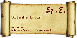 Szlanka Ervin névjegykártya